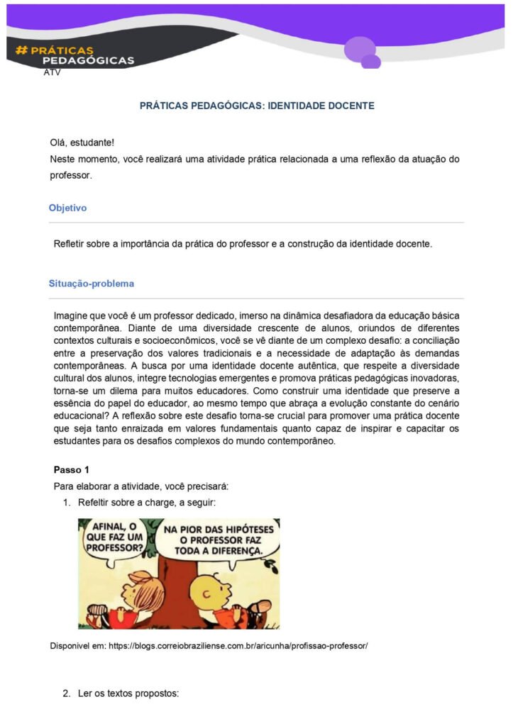 Portfólio Prática práticas pedagógicas: identidade docente