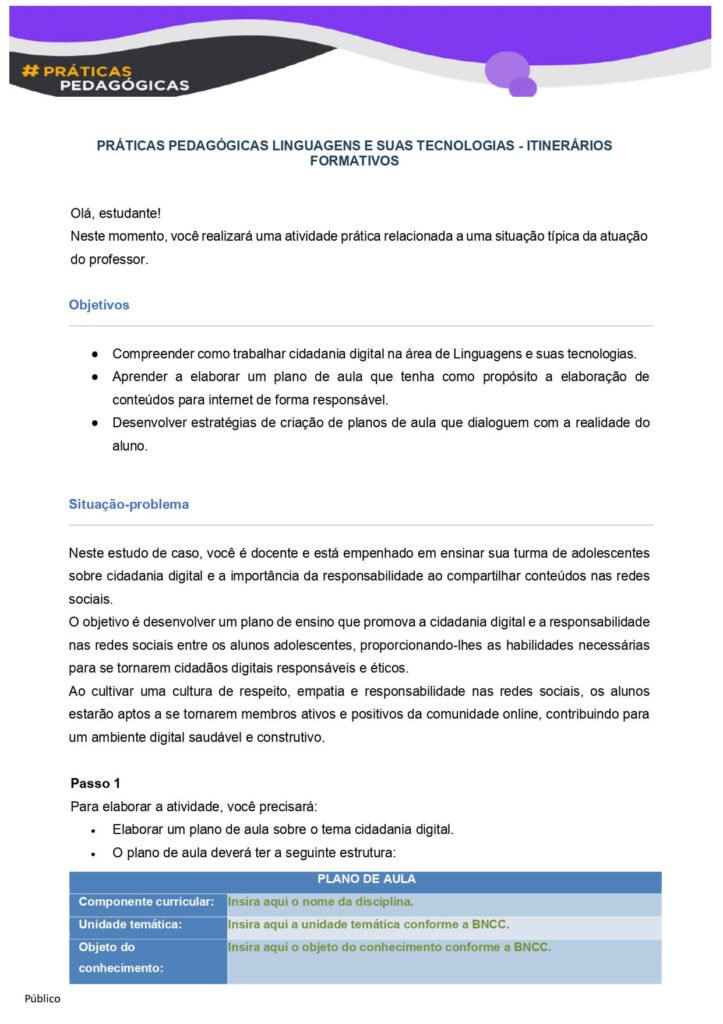 Práticas Pedagógicas Linguagens e suas Tecnologias - Itinerários Formativos
