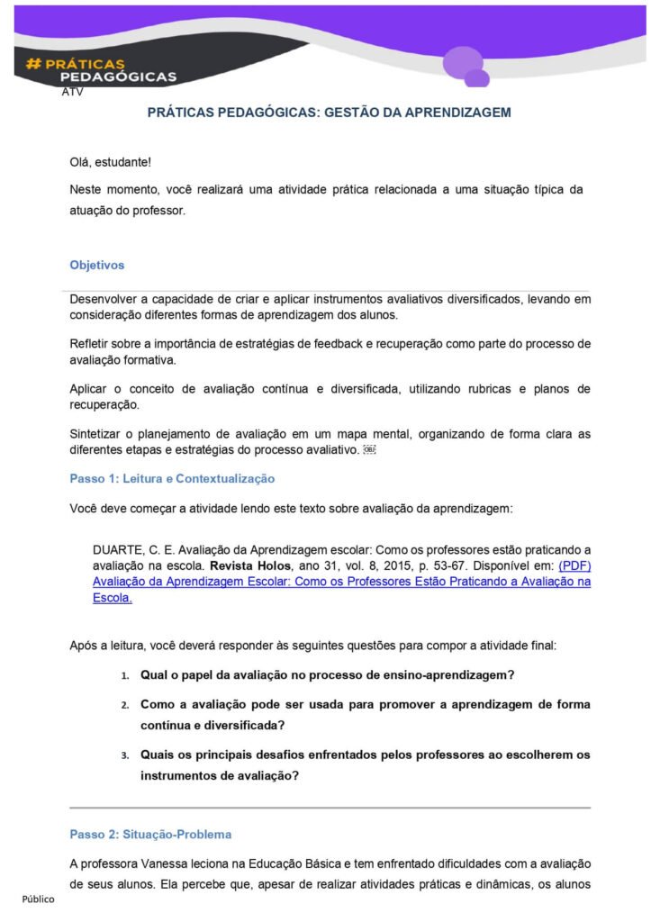 Práticas Pedagógicas: Gestão da Aprendizagem