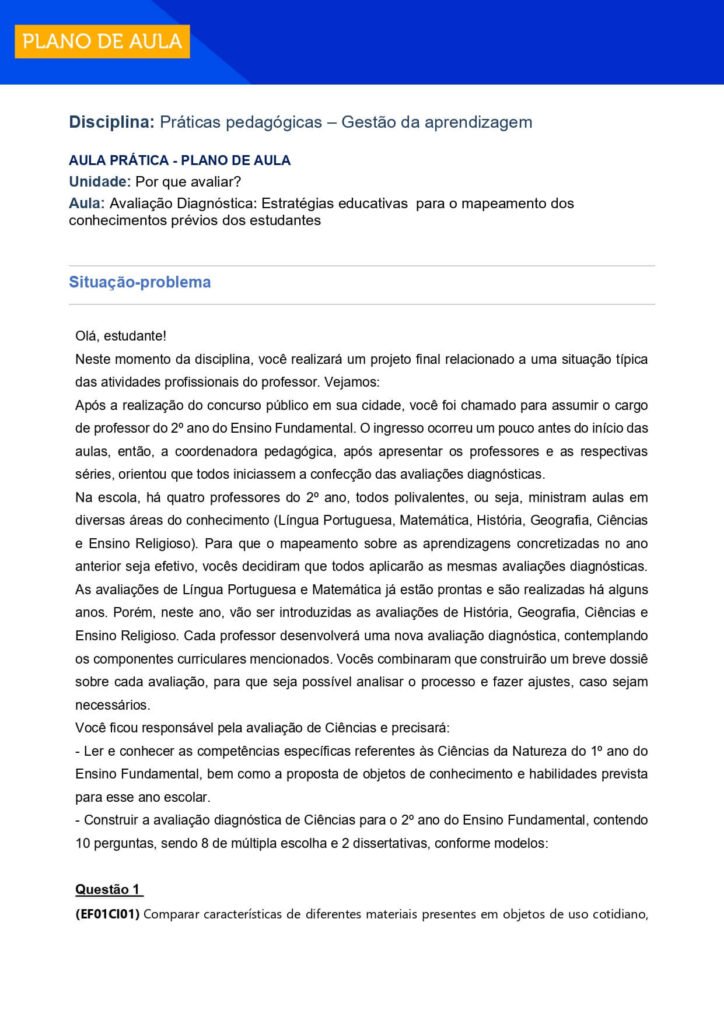 Aula prática Práticas pedagógicas – Gestão da aprendizagem