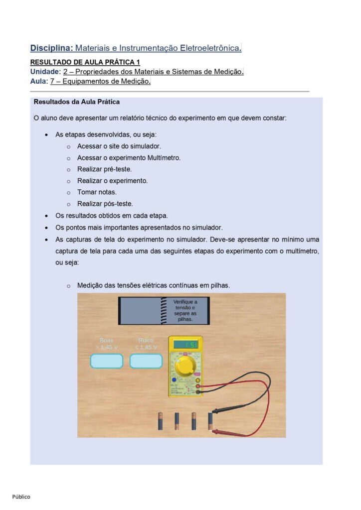 Relatório de Aula Prática – Materiais e Instrumentação Eletroeletrônica
