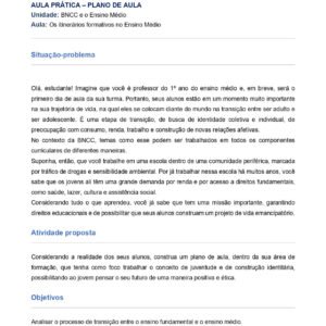AULA PRÁTICA – PLANO DE AULA - Práticas Pedagógicas – BNCC e a Arte de Educar