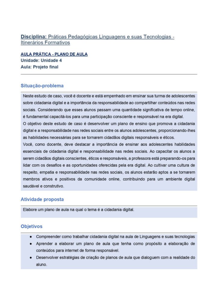 Práticas Pedagógicas Linguagens e suas Tecnologias - Itinerários Formativos