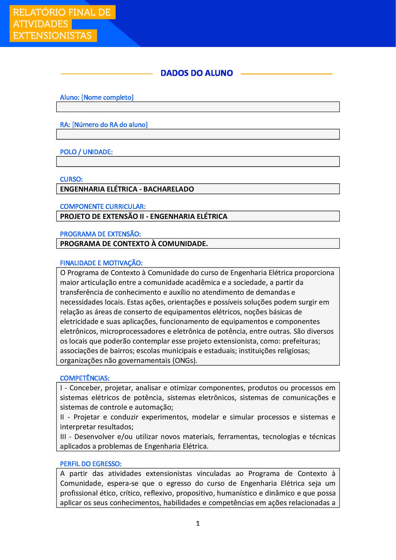 Projeto de Extensão II – Engenharia Elétrica