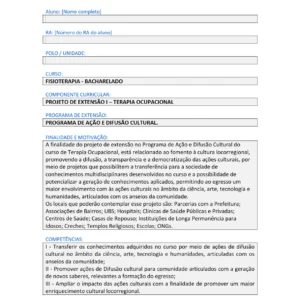 Projeto de Extensão I Terapia Ocupacional