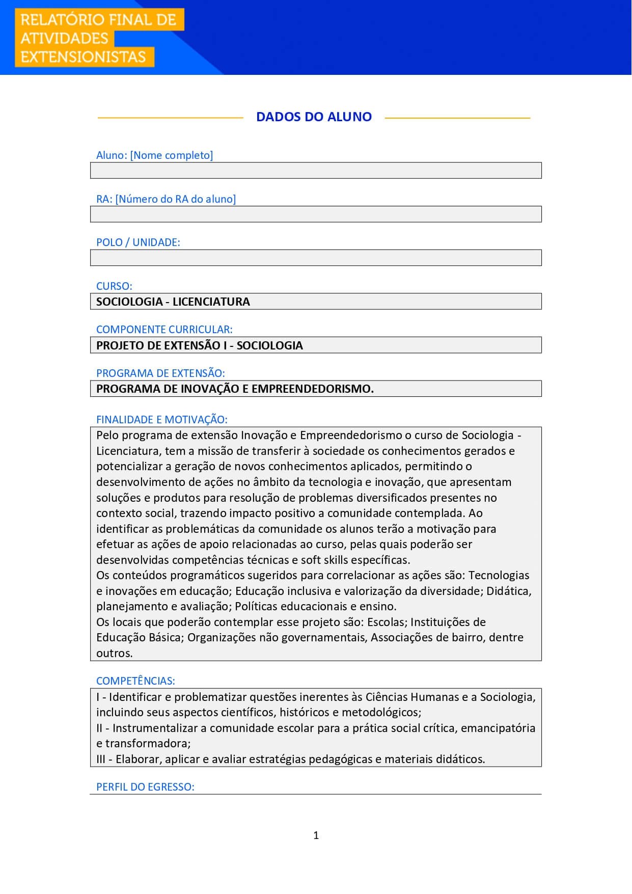 Projeto de extensão Sociologia